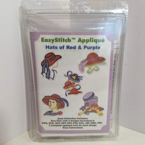 Dalco Home Sew Other - EasyStitch Applique Hats Of Red & Purple Collection Sew Disk 5x7 Embroidered Set